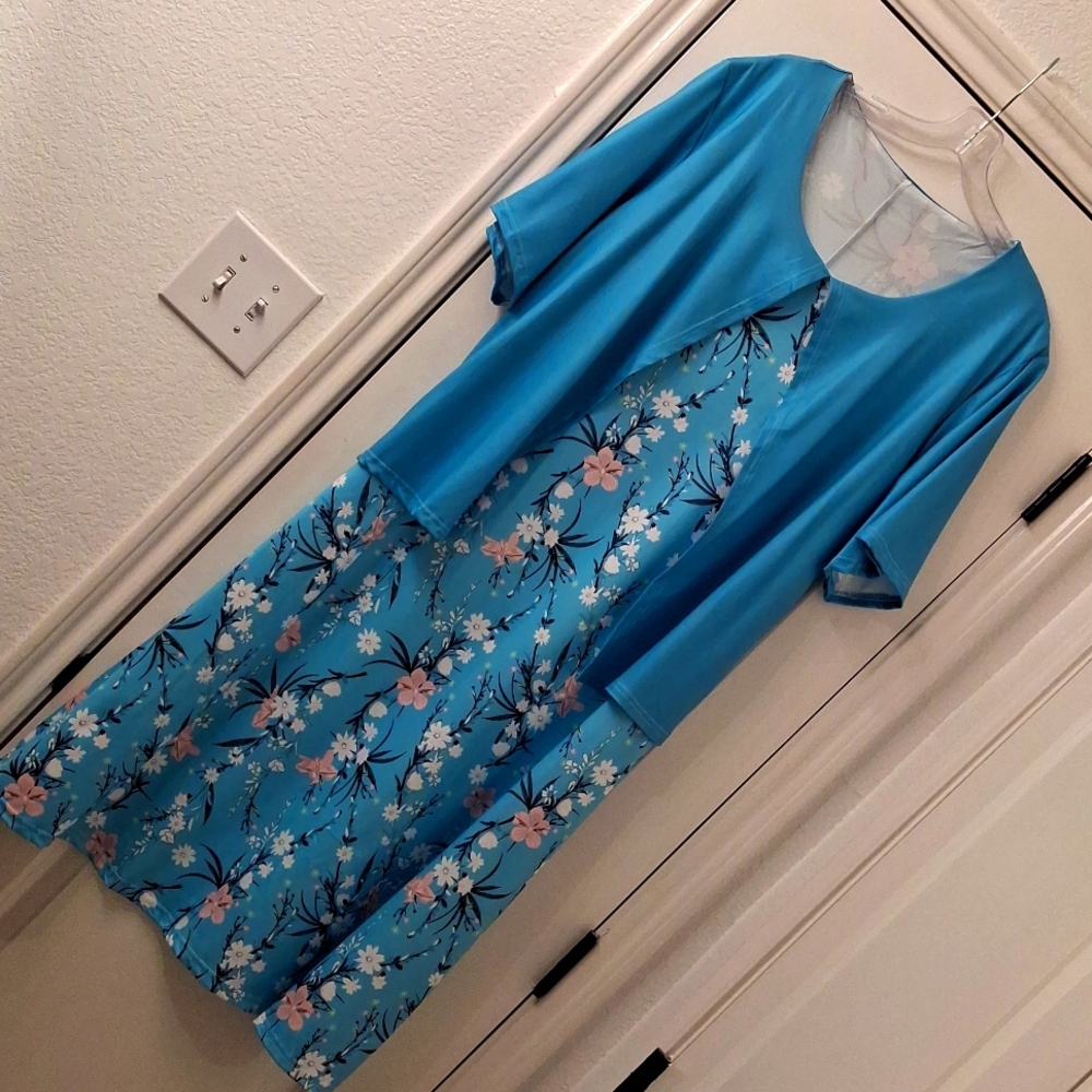Aqua Floral Dress